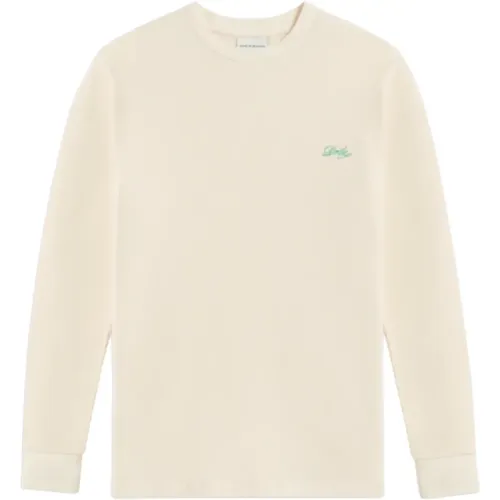 Waffle Long Sleeve Cotton T-Shirt Cream , male, Sizes: L - Drole de Monsieur - Modalova