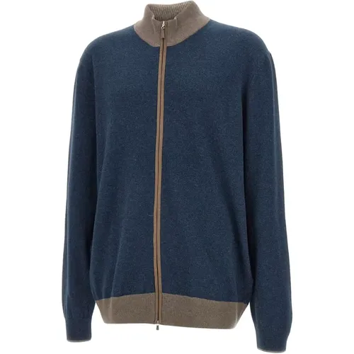 Cardigans, male, , Size: 4XL Wool Cashmere Sweater Navy - Gran Sasso - Modalova