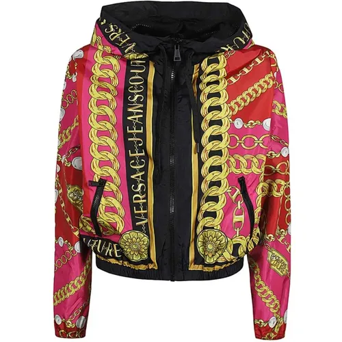Light Jackets, female, , Size: S Hooded Technical Fabric Jacket - Versace Jeans Couture - Modalova