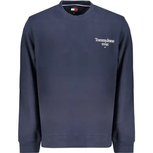 Blauer Sweatshirt mit Langen Ärmeln und Logo , Herren, Größe: L - Tommy Hilfiger - Modalova