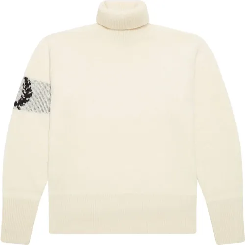 High Neck Sweater with Laurel Crown Detail , male, Sizes: M - Fred Perry - Modalova