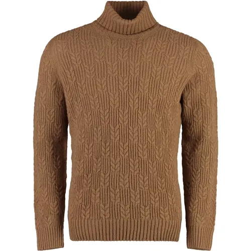 Turtlenecks, male, , Size: XL Ribbed Knit Wool Turtleneck Sweater - Drumohr - Modalova