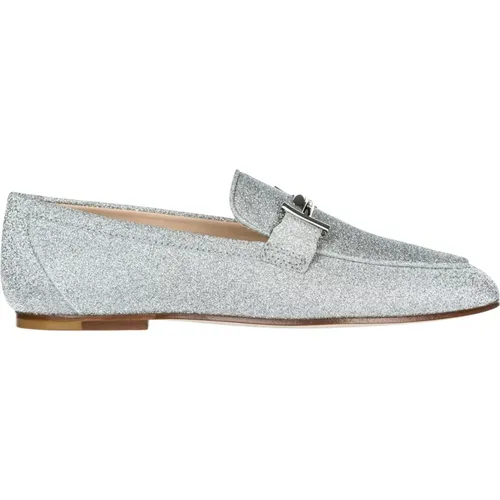 Silberne Glänzende Loafer , Damen, Größe: 36 1/2 EU - TOD'S - Modalova