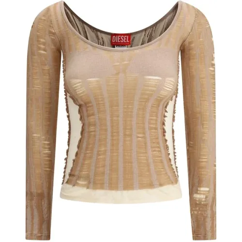 Long Sleeve Tops, female, , Size: XS Seamless Jacquard Fitted Sweater - Diesel - Modalova