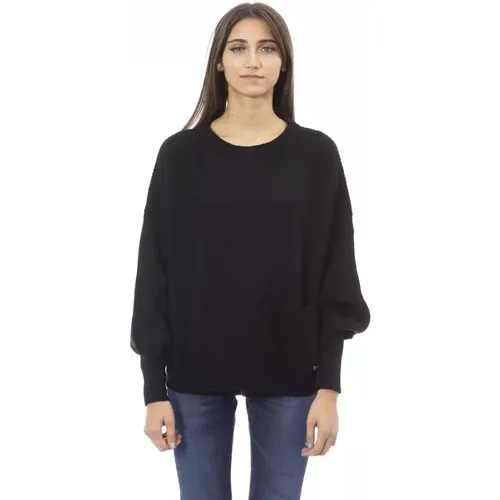 Trendiger Wollpullover mit Rundhalsausschnitt , Damen, Größe: XL - Baldinini - Modalova