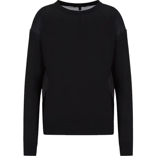 Baumwollmischung Crewneck Sweater mit Logo , Damen, Größe: M - Armani Exchange - Modalova