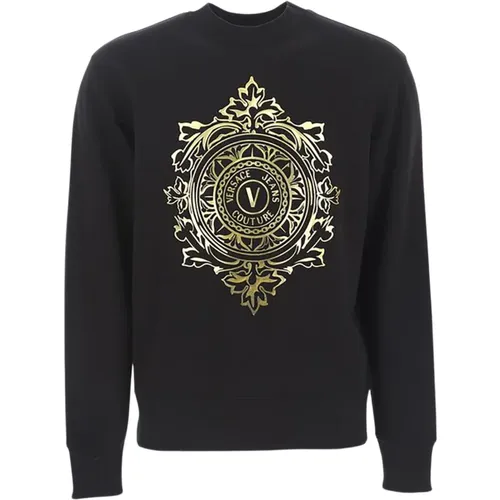 Sweatshirts, male, , Size: S sweatshirt cotton oversized chest logo - Versace Jeans Couture - Modalova