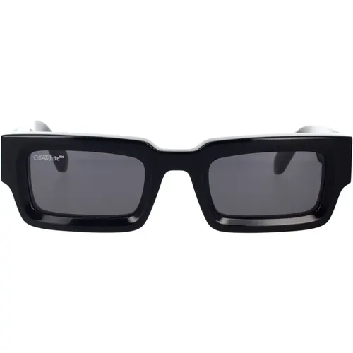 Rectangular Sunglasses with Dark Grey Lenses , unisex, Sizes: 50 MM - Off White - Modalova
