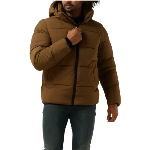 Crinkle Nylon Puffer Jacke Braun , Herren, Größe: S - Calvin Klein - Modalova