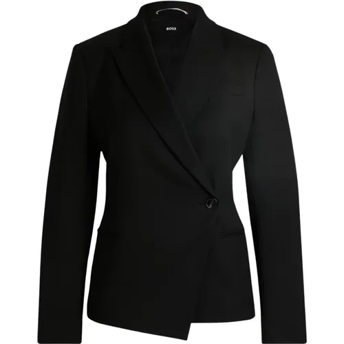 Schwarze Asymmetrische Doppelreiher Damenjacke , Damen, Größe: L - Hugo Boss - Modalova