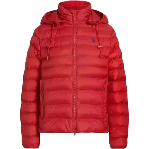 Rote gesteppte Jacke mit Kapuze , Damen, Größe: S - Ralph Lauren - Modalova