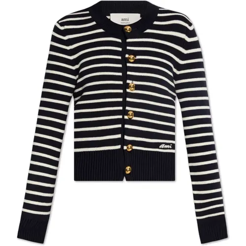 Cardigan with striped pattern , female, Sizes: S, XS, M - Ami Paris - Modalova