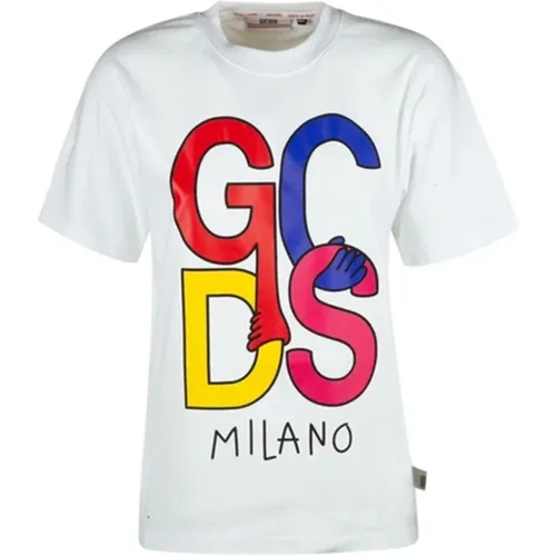 Weißes Baumwoll-T-Shirt mit Logo-Detail - Gcds - Modalova