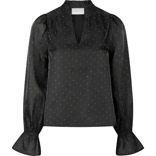 Elegante Bedazzled V-Ausschnitt Bluse , Damen, Größe: S - NEO NOIR - Modalova