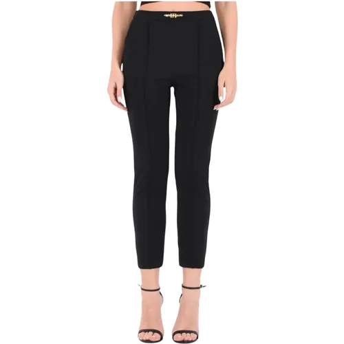 Ankle-length straight pants in bielastic fabric , female, Sizes: M - Elisabetta Franchi - Modalova