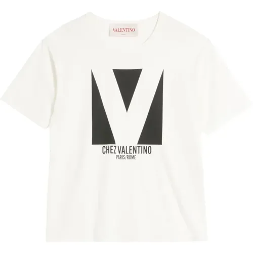 T-Shirts, male, , Size: S Printed Round Neck T-shirt - Valentino - Modalova