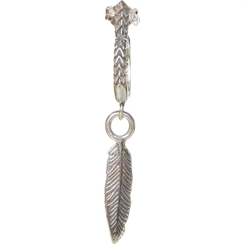 Feather Earring Silver Jewelry , male, Sizes: ONE SIZE - Emanuele Bicocchi - Modalova