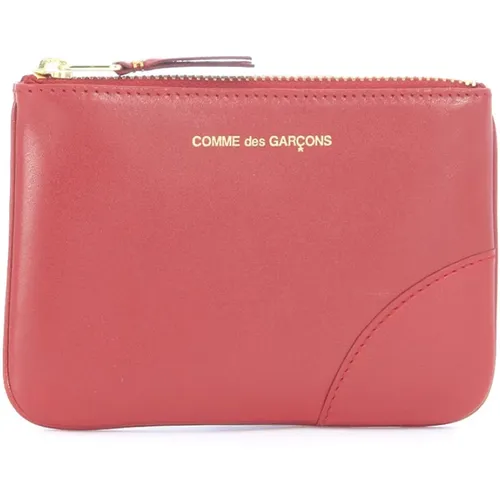 Leather Wallet with Zipper Closure and Gold Logo , unisex, Sizes: ONE SIZE - Comme des Garçons - Modalova