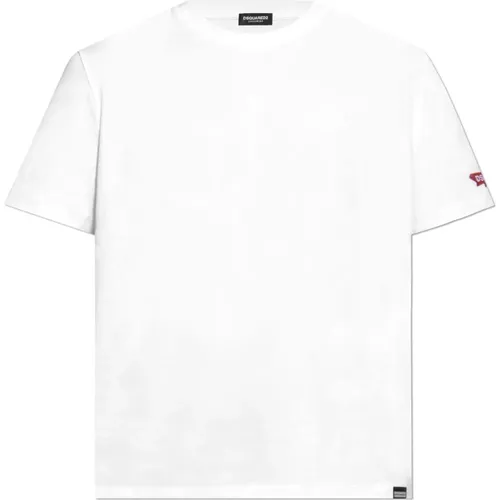 Baumwoll-T-Shirt mit Logopatch - Dsquared2 - Modalova