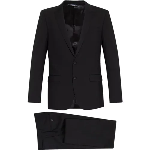 Single Breasted Suits, male, , Size: XL Wool Suit Peak Lapels - Dolce & Gabbana - Modalova