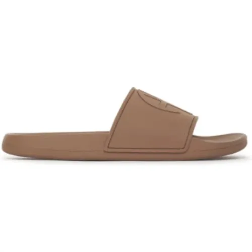 Sliders, female, , Size: 7 US Isla Slides - Camel Monogram - Anine Bing - Modalova