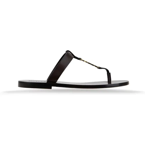 Flip Flops, male, , Size: 11 US Men's Slip-On Leather Sandals - Saint Laurent - Modalova