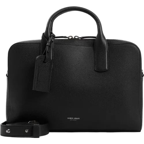 Leather Briefcase Stylish Modern Man , male, Sizes: ONE SIZE - Giorgio Armani - Modalova