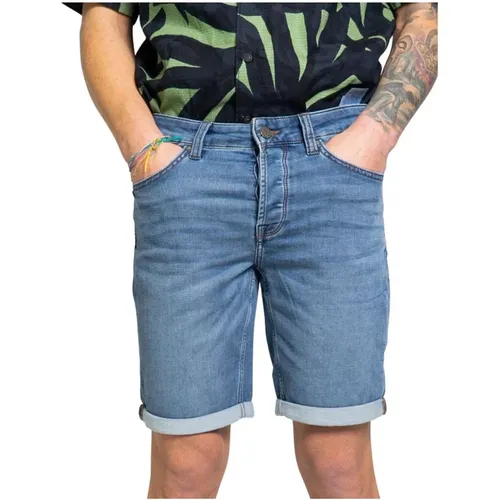 Denim Shorts, male, , Size: 2XS Elasticized Cotton Blend Men's Shorts - Only & Sons - Modalova