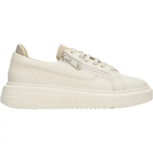 Damen Leder Low-Top Sneakers mit einem Dekorativen Reißverschluss Er00112644 - Estro - Modalova