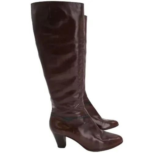 Pre-owned Leather boots , female, Sizes: 4 1/2 UK - Salvatore Ferragamo Pre-owned - Modalova