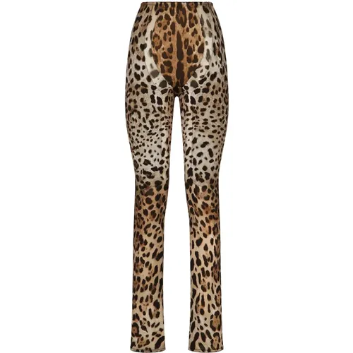 Leopard Print Pants , female, Sizes: XS - Dolce & Gabbana - Modalova