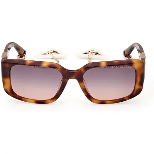 Elegant Rectangular Sunglasses with Charms , female, Sizes: 53 MM - Guess - Modalova