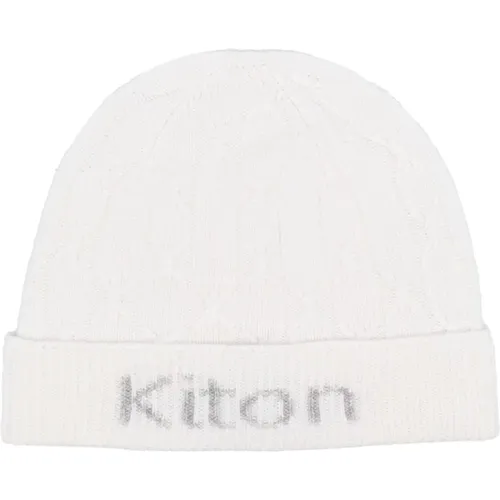 Beanies, male, , Size: ONE SIZE Intarsia Cable Knit Cashmere Beanie - Kiton - Modalova