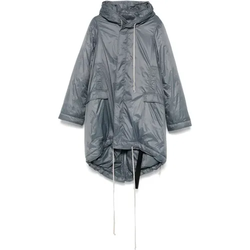 Grey Fishtail Parka with Embossed Finish , male, Sizes: XL, L, M - Rick Owens - Modalova