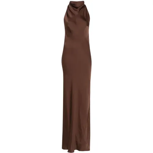 Polyester Draped Dress with Mesh Insert , female, Sizes: L - Rotate Birger Christensen - Modalova