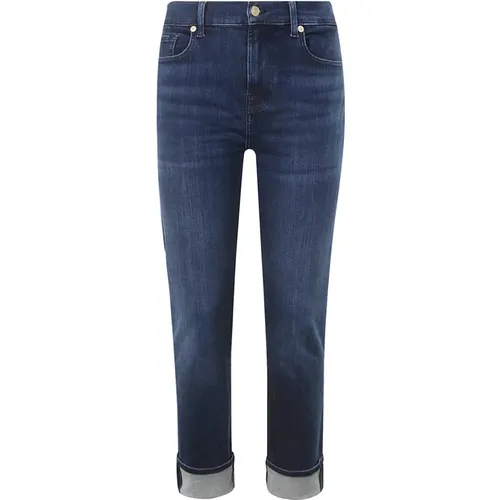 Skinny Stretch Jeans with Turn-Up , female, Sizes: W31, W26, W32, W30, W28 - 7 For All Mankind - Modalova