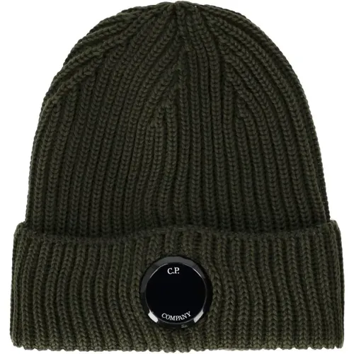 Beanies, male, , Size: ONE SIZE Military Ribbed Beanie with C.p. Lens - C.P. Company - Modalova