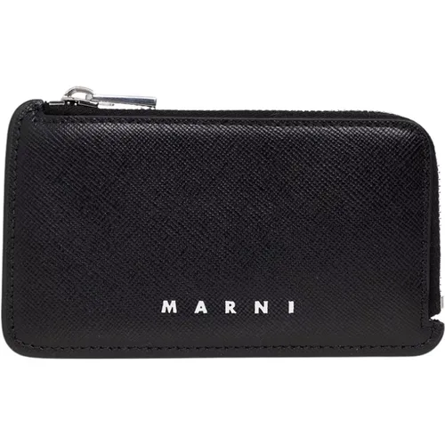 Wallets & Cardholders, male, , Size: ONE SIZE Card case with logo - Marni - Modalova