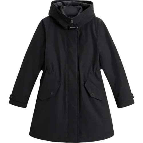 Schwarze 3-in-1 wasserabweisende Jacke,Schwarzer Parka Wasserabweisendes Steppdesign - Woolrich - Modalova