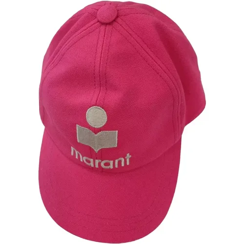 Caps, female, , Size: 57 CM Embroidered Fuchsia Cotton Baseball Cap - Isabel marant - Modalova