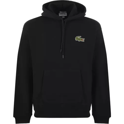 Schwarzer Hoodie Loose Fit Pullover , Herren, Größe: L - Lacoste - Modalova