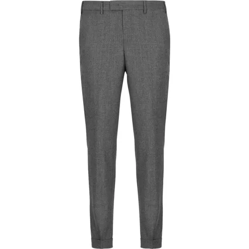 Suit Trousers, male, , Size: L Grey Wool Trousers with Belt Loops - PT Torino - Modalova