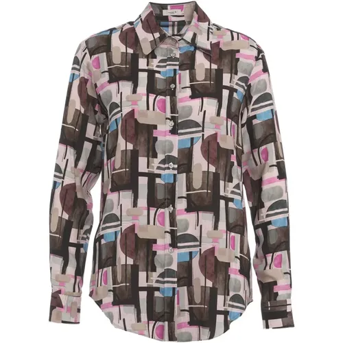 Retro Print Multi-farbene Bluse , Damen, Größe: L - Himon's - Modalova