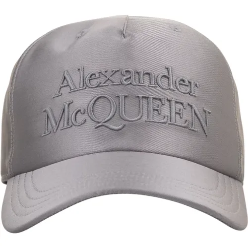 Caps, male, , Size: S Grey Silk Blend Baseball Cap - alexander mcqueen - Modalova