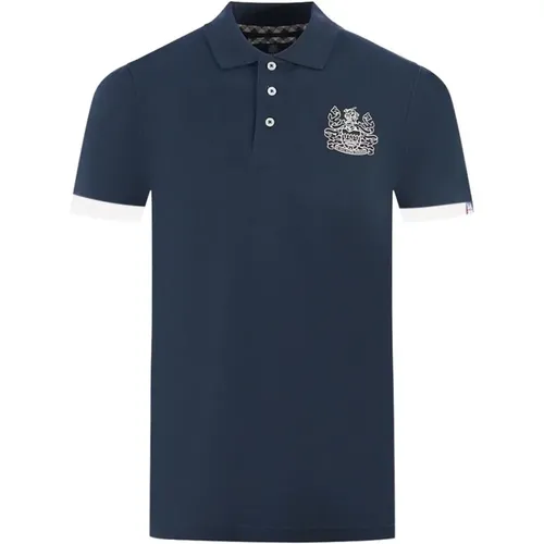 Cotton Polo Shirt with Contrast Logo , male, Sizes: S, M, L, XL, 2XL - Aquascutum - Modalova