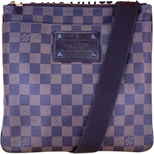 Authentic Louis Vuitton Damier Ebene Brooklyn Pochette Plate Messenger Bag , female, Sizes: ONE SIZE - Louis Vuitton Vintage - Modalova
