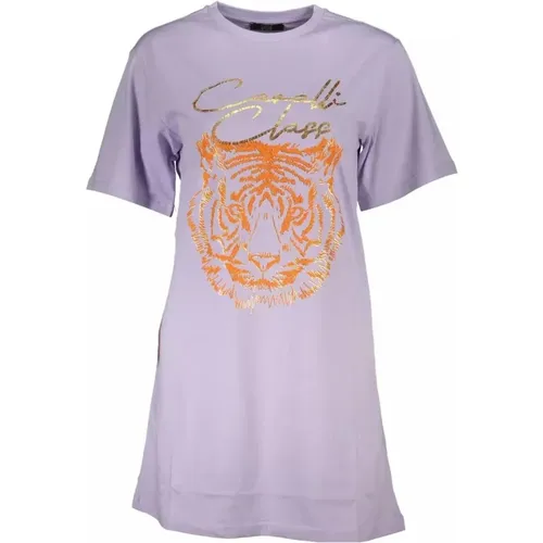 Logo Print Round Neck T-Shirt , female, Sizes: L, M, XL, 2XL - Cavalli Class - Modalova