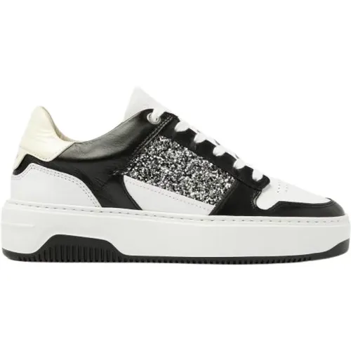 Basket Court White Black Glitter Sneaker , male, Sizes: 4 UK - Nubikk - Modalova