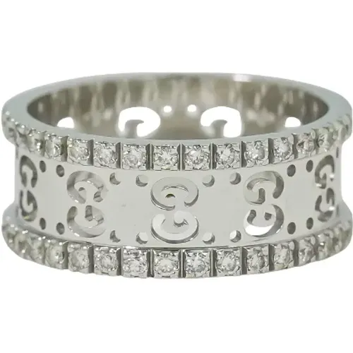 Pre-owned Jewellery, female, , Size: ONE SIZE Pre-owned White Gold rings - Gucci Vintage - Modalova