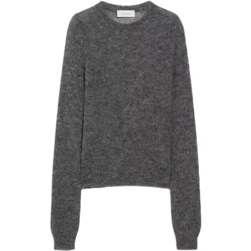 Grauer Alpaka Crew-Neck Pullover , Damen, Größe: L - SPORTMAX - Modalova